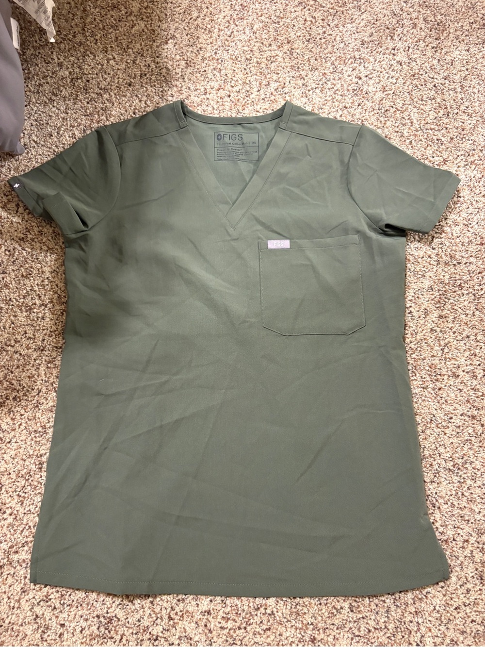 FIGS Olive Green V-Neck Medical Scrub Top